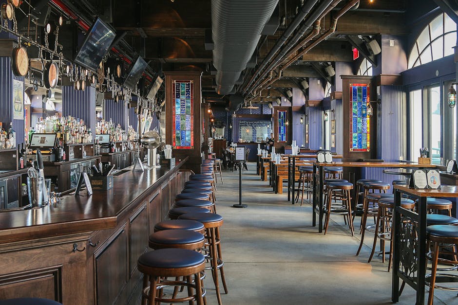 Modern entertainment venue with gaming tables